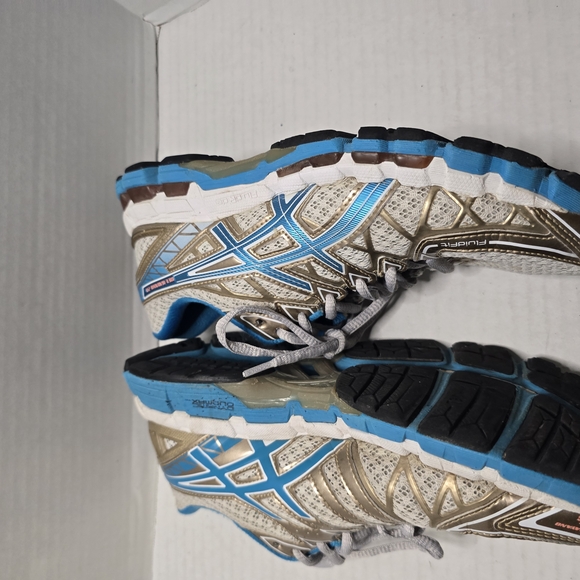 Blue and White Athletic‎ Sneakers with Mesh Design - Picture 6 of 8